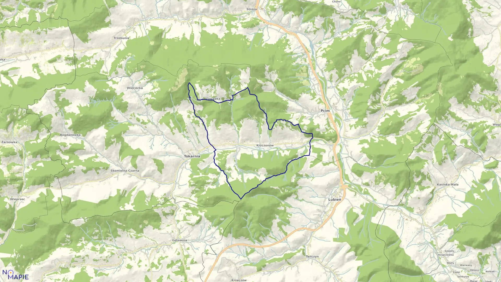 Mapa obrębu Krzczonów w gminie Tokarnia