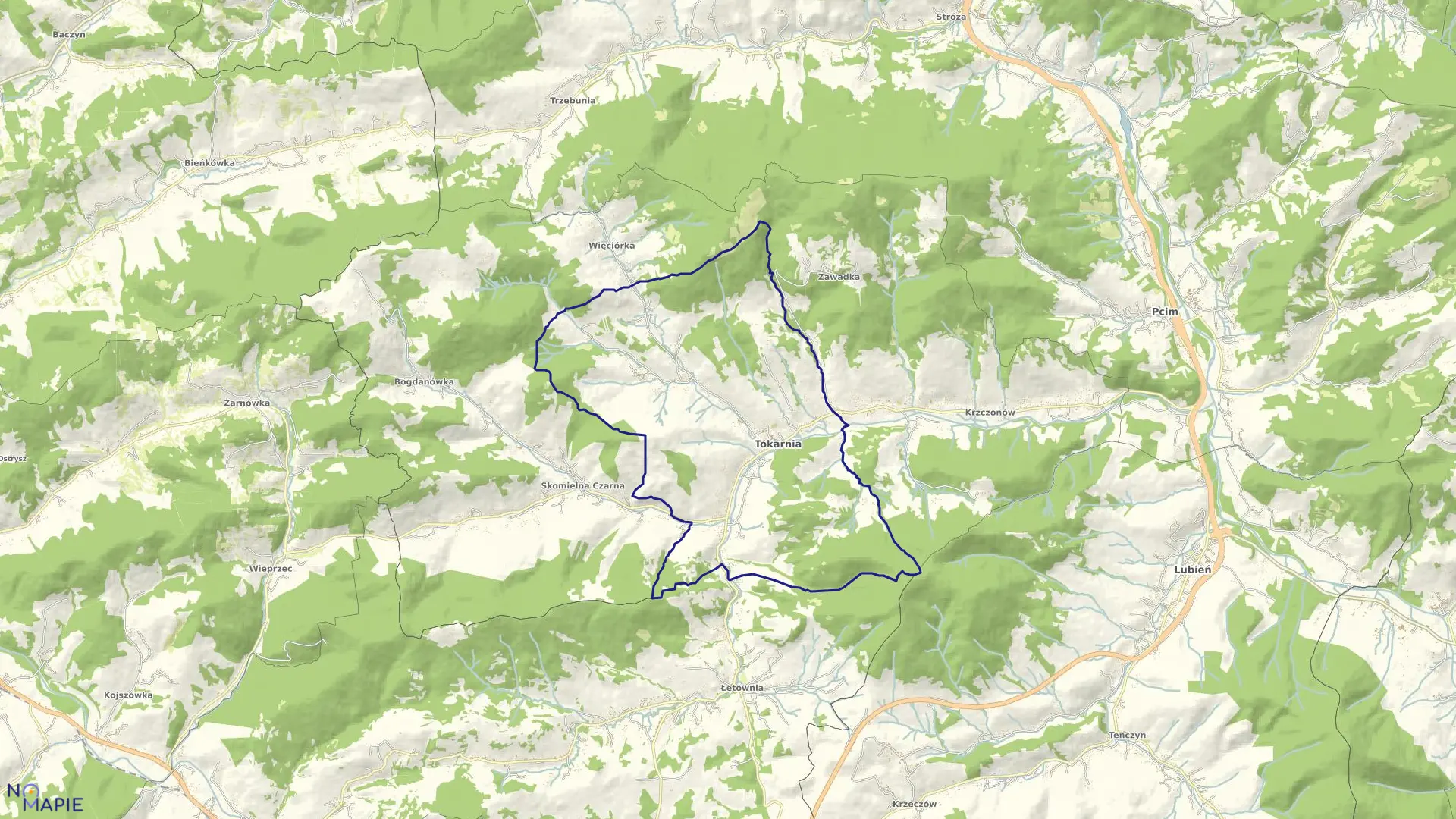 Mapa obrębu Tokarnia w gminie Tokarnia